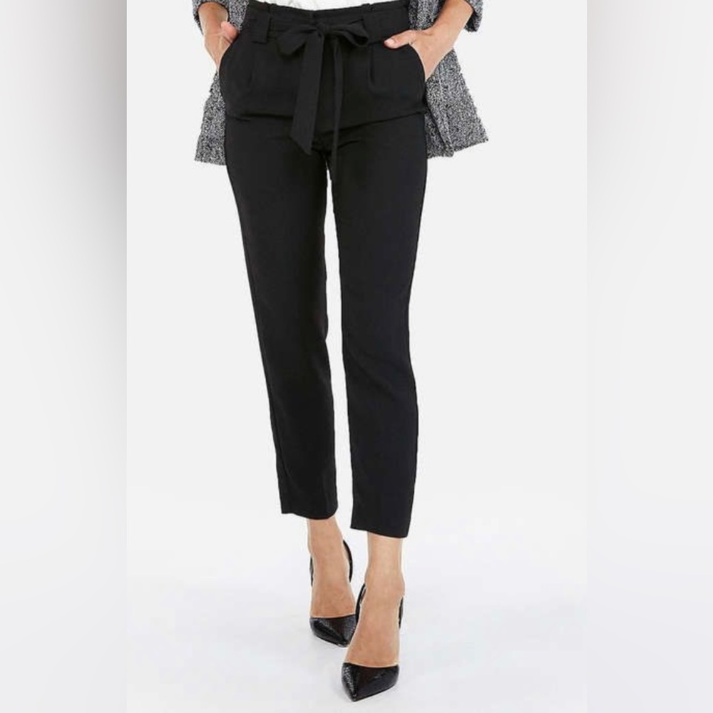 Express, black, high waisted, ankle dress pants.